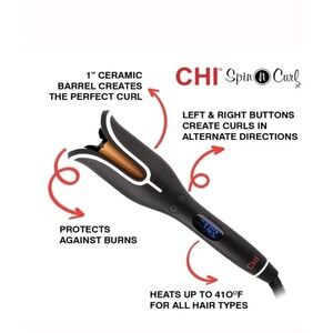 CHI‎ Spin N Curl Ceramic Rotating 1" Hair Curler Black